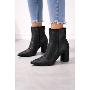 Forever Link Women's Rhinestone Embellished Pointed Toe Ankle Bootie Size 5.5